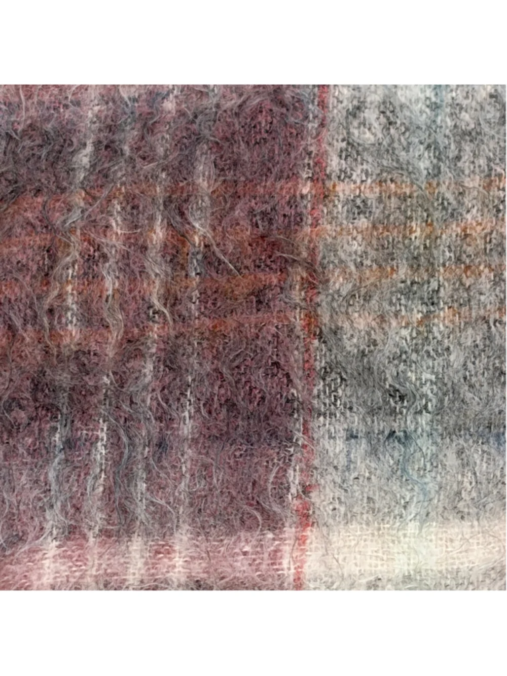 Vintage Glen Cree Mohair Throw Blanket Burgundy Grey Plaid 53” x 75” Scotland